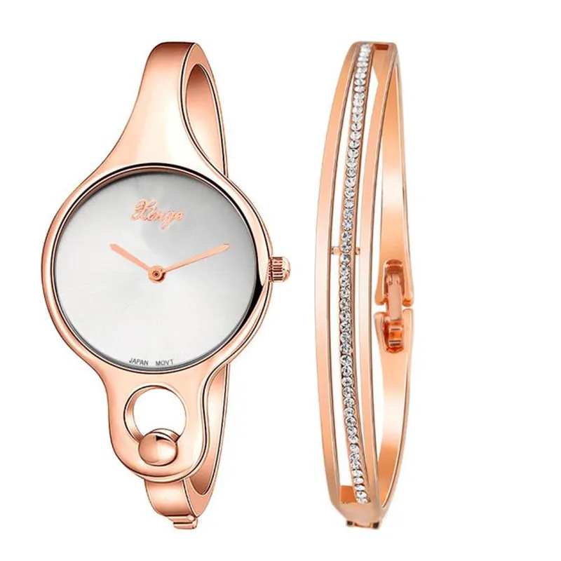 

Gold 2017 relojes mujer Women Gold Rhinestone Bangle Watch And Bracelet Set Fashion Quartz Watch Women Dorp Shipping 0621