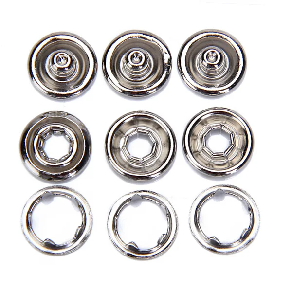 50 Sets Metal Press Snaps Fasteners Button Open Ring Rivet for Leather Clothes Baby Bibs Clips Craft Silver