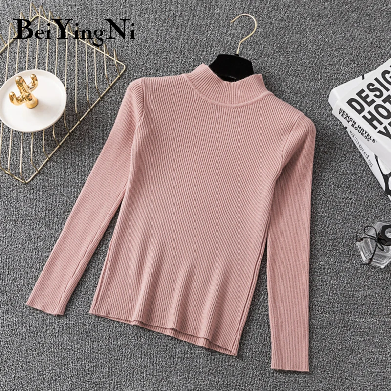 Beiyingni Winter Turtleneck Women Soft High Quality Casual Slim Knitted Sweaters Autumn Korean Basic Pull Solid Knit Tops Femme Beiyingni Winter Turtleneck Women Soft High Quality Casual Slim Knitted Sweaters Autumn Korean Basic Pull Solid Knit Tops Femme