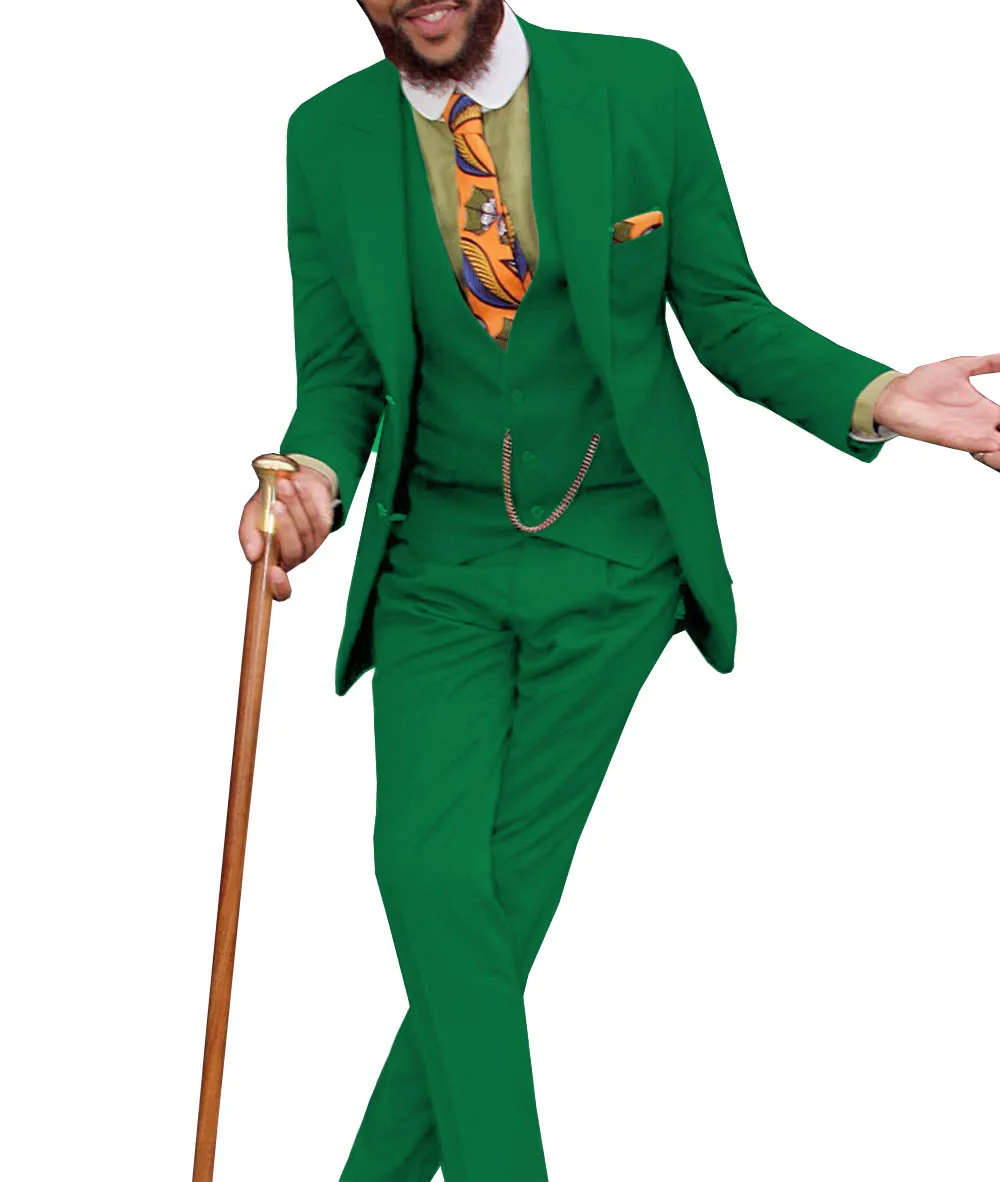 Men's Classic Design Suits 3 Pieces Formal Notch Lapel Solid Business Groom Tuxedos Solid For Wedding(Blazer+Vest+Pants)