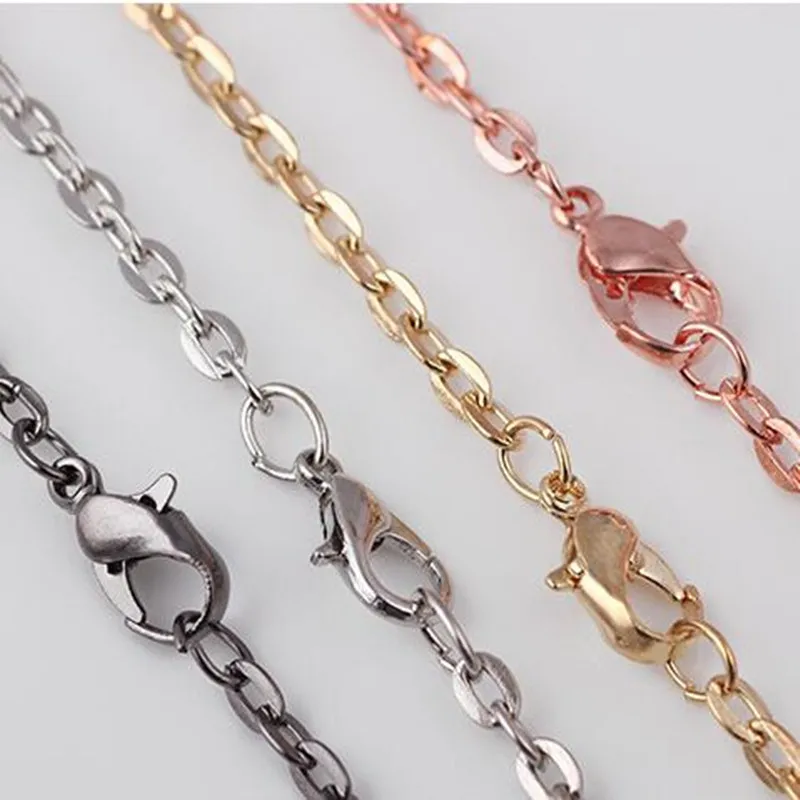 

5pcs/lot Stainless Steel Necklace Chains With Lobster Clasps Flat Link Chain Bulk For DIY Jewelry Making 70cm/27inch Z808