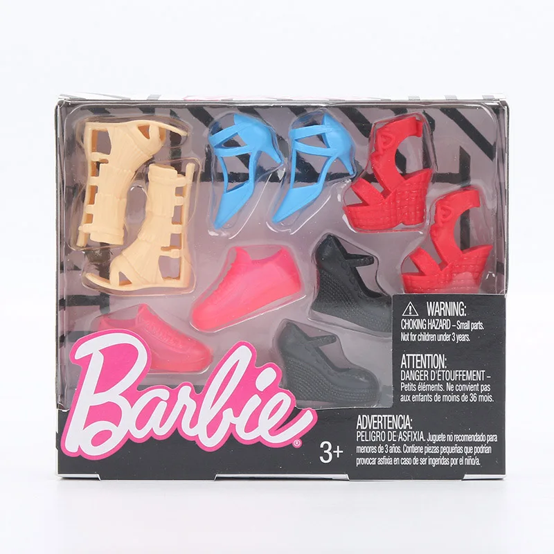 Игрушки Барби модные аксессуары для кукол Барби 10 шт./5 пар в комплекте туфли на высоком каблуке с кристаллами туфли на плоской подошве для
