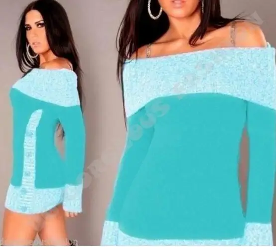 New Winter Sweater Women Sexy Off Shoulder Color Block Sweater Dress Buttons Knitted Long Pullover Top sweater women 