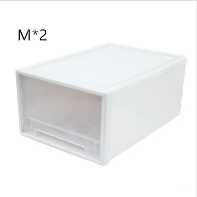 2 шт. утолщенная Однослойная пластиковая коробка для хранения ящиков, органайзер, прозрачная коробка для хранения игрушек, обуви, чехол для хранения, комбинированный шкаф для ящиков - Цвет: White