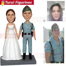 Пользовательские статуя головы купить bobblehead для свадебного торта Топпер armyman солдат свадебные фигурки предметы интерьера персонализированные