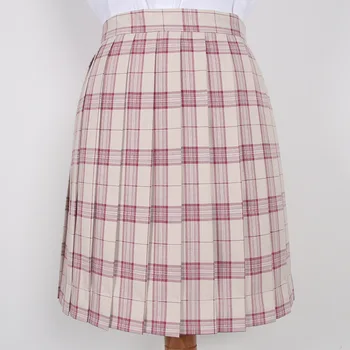 

Japanese High Waist Pleated Skirts Anime Cosplay School Uniform Jk Student Girls Solid Pleated Skirt Girls Red White Lattice