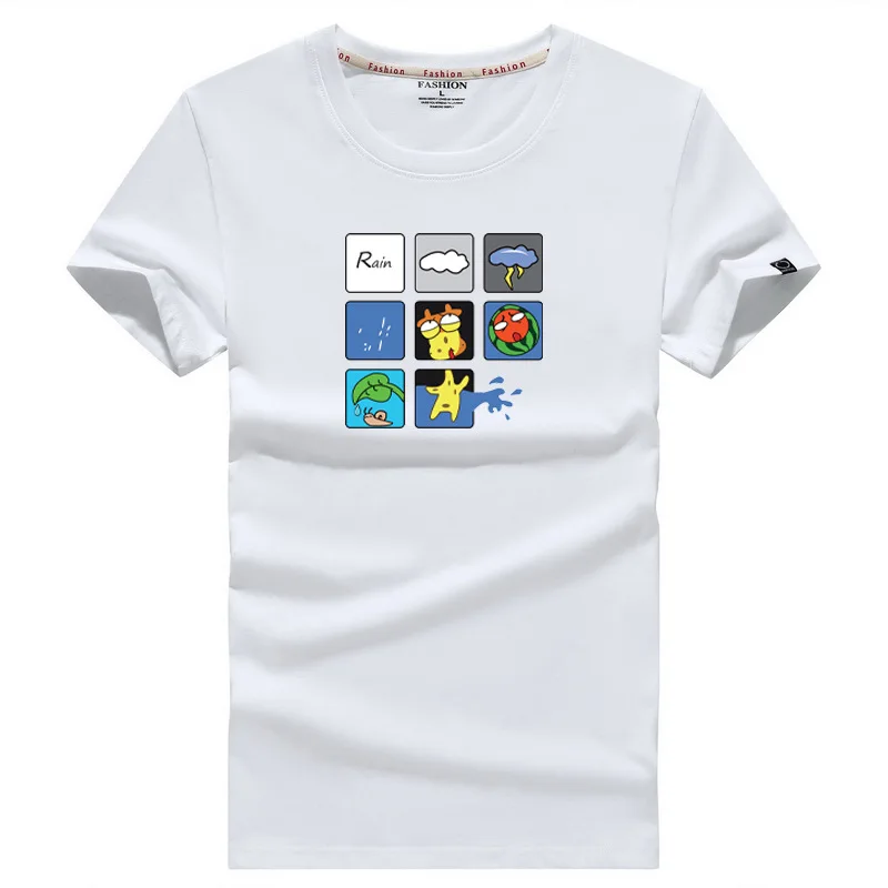 

Men's funny t shirts men Short Sleeved cotton Weather forecast printed T-shirts Casual Round Neck Hip Hop streetwear tops