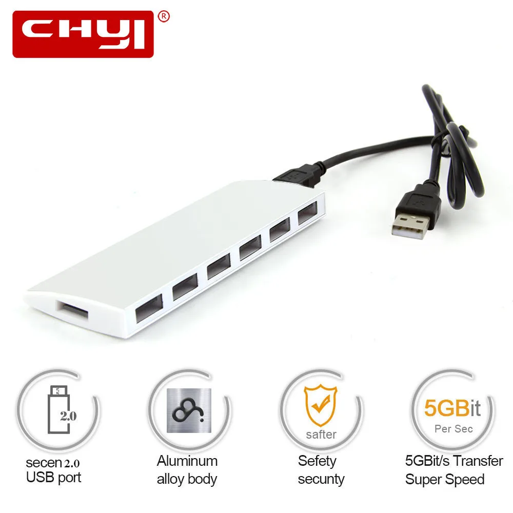 CHYI Multi Hub USB 2,0 Алюминий сплав 7 Порты и разъёмы USB разветвитель внешний адаптер концентратор для PC ноутбук Macbook pro Аксессуары CHYI Multi Hub USB 2,0 Алюминий сплав 7 Порты и разъёмы USB разветвитель внешний адаптер концентратор для PC ноутбук Macbook pro Аксессуары