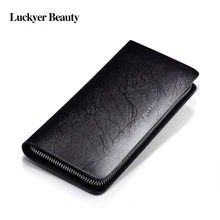 LUCKYER BEAUTY Famous Brand Men’s Wallets Fashion Male Day Clutch Long Purse Casual Handbag for Male High Quality
