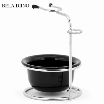 

2 in 1 Men's Shaving Razor Kits Alloy Brush Holder Stand Rack + Plastic/Metal Soap Bowl Male Bread Cleanging Styling Tool Set