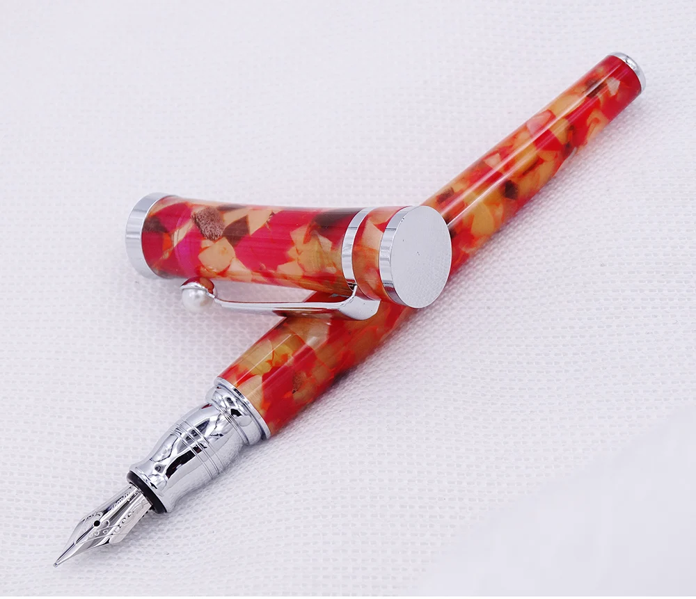 Escritório de Negócios em Casa Fuliwen Celulóide Caneta Fonte Maple Folha Laranja Fino Nib Moda Escrita Presente Material Escolar 4 fino nib moda escrita presente caneta escritório
