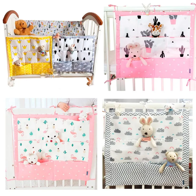 

Bed Hanging Storage Bag Baby Cot Bed Brand Baby Cotton Crib Organizer 60*50cm Toy Diaper Pocket for Crib Bedding Set