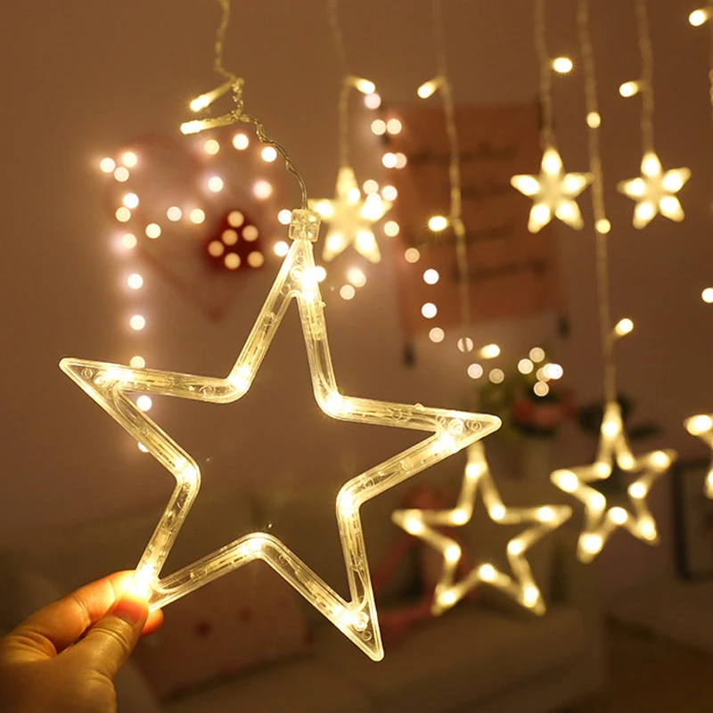 110V 220V светодиодный Сказочный светильник со звездами, рождественские гирлянды, наружные занавески для праздника, вечеринки, свадьбы, Новогоднее украшение