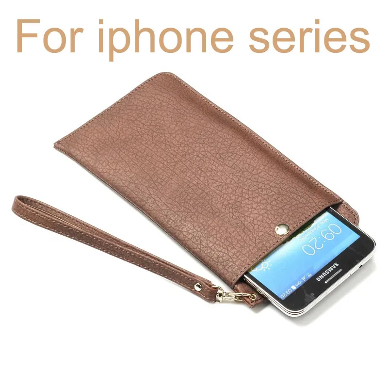 Роскошный кошелек на молнии, сумочка для iphone 3g, 4S, 5S из искусственной кожи, чехол для телефона, чехлы для iphone 6, 6s plus, 7, 7 plus, 6,3 дюймов - Цвет: brown