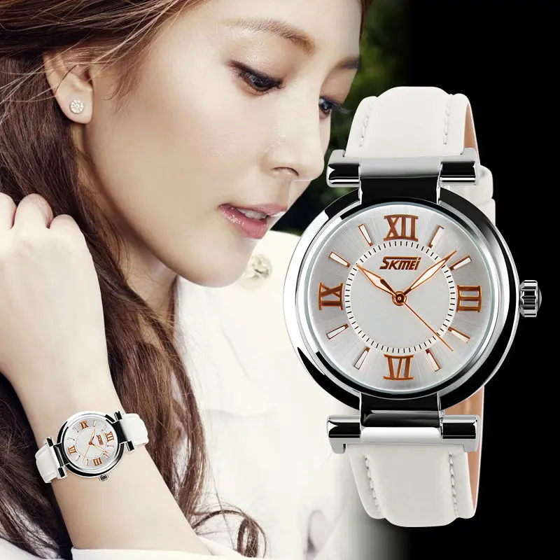 SKMEI Top Brand Women Fashion Luxury Dress Watches 30M Water Resistant Leather Strap Quartz Watch Ladies Wristwatches Hours 9075 SKMEI Top Brand Women Fashion Luxury Dress Watches 30M Water Resistant Leather Strap Quartz Watch Ladies Wristwatches Hours 9075