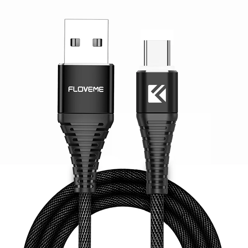 FLOVEME usb type C кабель для зарядки samsung Светодиодная лампа Xiaomi USB-C для мобильного телефона Быстрая зарядка type-C кабель для передачи данных для huawei - Цвет: Black LED Cable