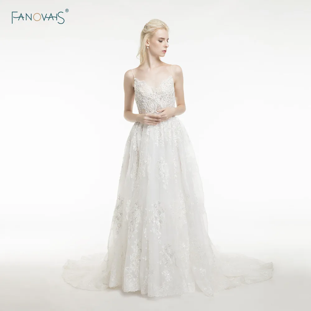 Boho Wedding Dresses 2018 Straps A Line Open Back Lace Bridal Gown Boho Wedding Dresses 2018 Straps A Line Open Back Lace Bridal Gown Sheer Beaded Beach Dress Long Vestido De Novia Lu01 In From