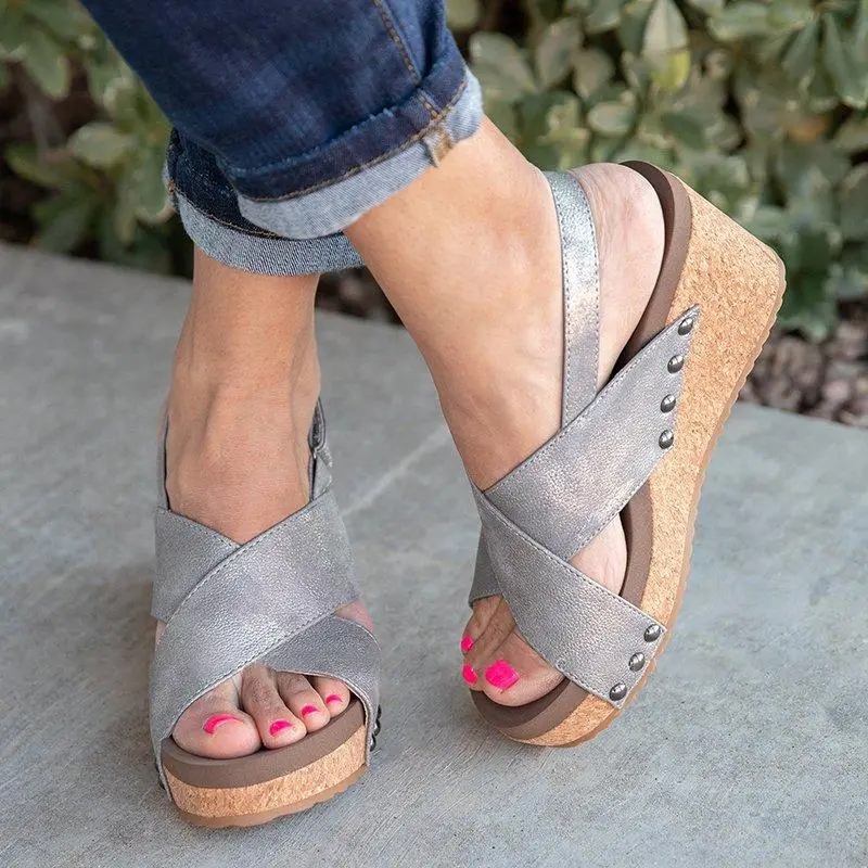 

Women Wedge Sandals Ladies Shoes Woman Summer Chaussure Pumps Cross-tied High Heels Platform Zapatos Mujer 2019