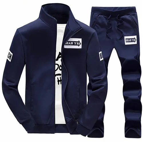 PEILOW брендовый спортивный костюм для мужчин, модная мужская спортивная одежда, комплект с капюшоном, повседневная куртка с градиентом+ штаны, 2 предмета, толстовки, одежда - Цвет: dark blue
