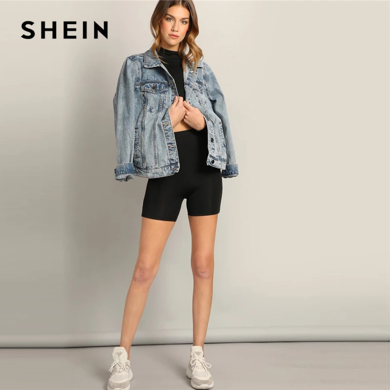 SHEIN Кроп Топ Со Стоячим Воротником И Короткие Леггинсы Летний Повседневный