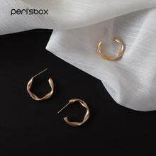 Peri'sBox, диаметр 1,9 см, матовое золото, открытые витые серьги-кольца для женщин, геометрические круглые обручи, минималистичные металлические маленькие серьги