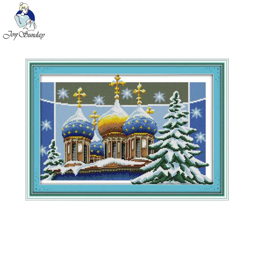 

Joy Sunday Scenery style Christmas Castle counted cross stitch patterns charts stitch gifts for cross-stitch supplies wholesale