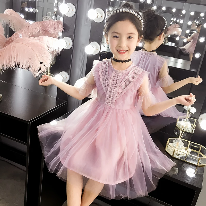 

2019 New Cute Girls Dresses Lace Floral Wedding Birthday Party Princess Dresses Tulle Gowns Robe Fille Children Clothes Vestidos