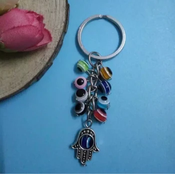 

Fashion Jewelry Retro Evil Eye bead&Hamsa Fatima hand Charms Pendants Fit Key Chain Ring Key Chains Womens&Men Gift X134