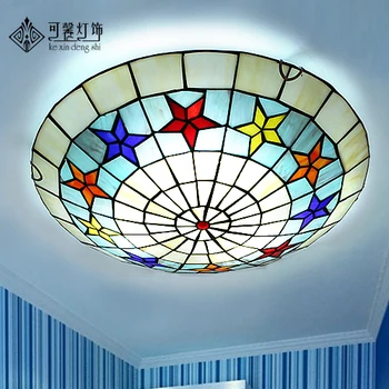 

European pastoral balcony hallway hallway bedroom hall round led ceiling Tiffany children room lamps