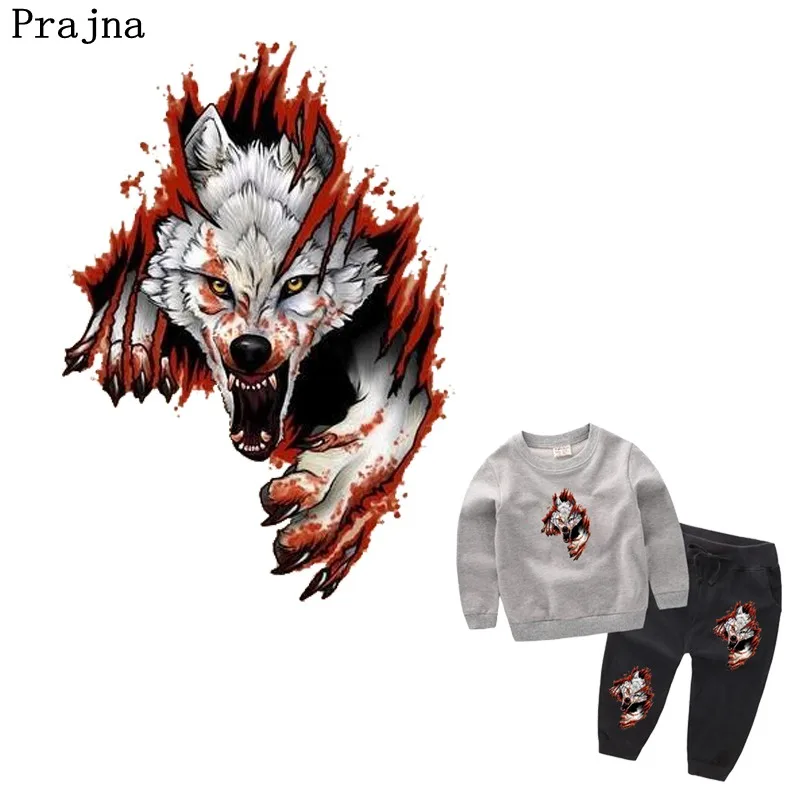 

Prajna Hawk Wolf Iron-on Transfers Siberian Wolf Snake Tiger Heat Patches For Rock Man Clothing DIY Jacket Stranger Things Patch