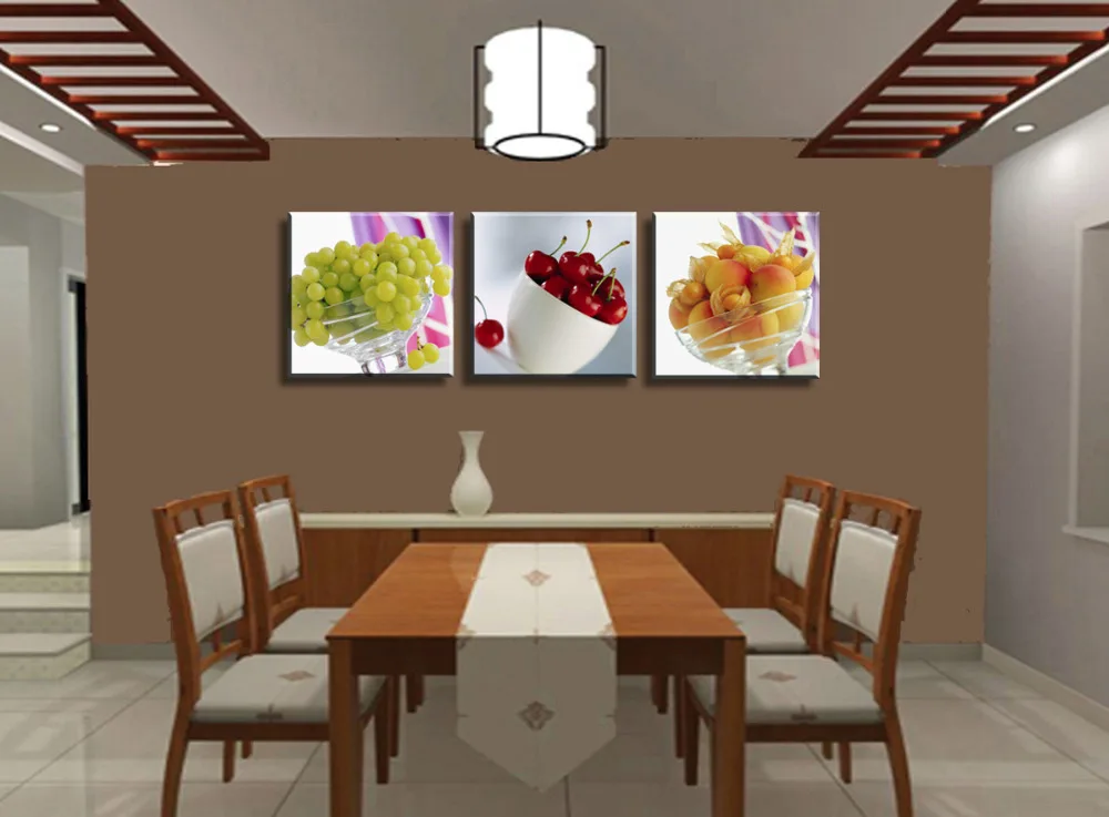 3 Paneles Sin Marco Fruta Cocina Restaurante Decorado Grande HD Cuadro