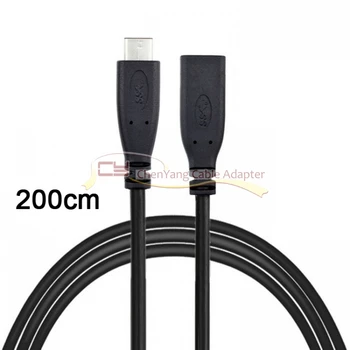 

10PCS/CY 2M 1M 0.6M 0.2M USB-C USB 3.1 Type C Male to Female Extension Data Cable for Mobile Phone & Mac book & Tablet Black