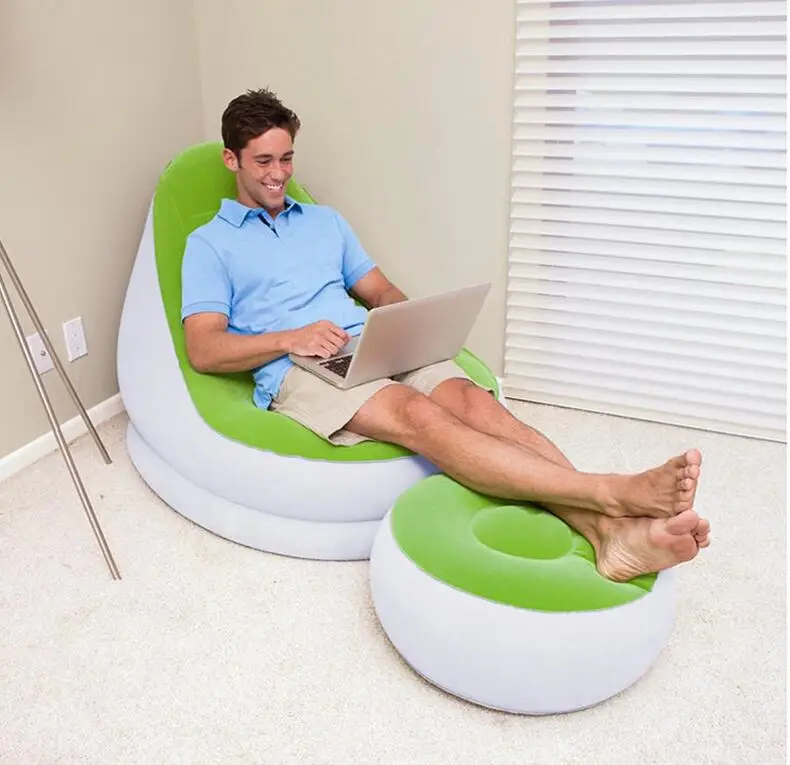 122cm x 94cm x 81cm flocking pvc dual-use inflatable lazy sofa bed small apartment folding nap sofa, FOOTREST bean bag air sofa