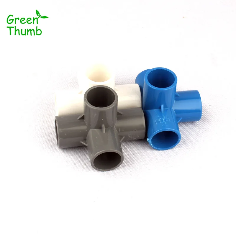 2pcs Inner Diameter 25mm PVC Four Way Connector for Garden Water Pipe Fittings 90 Degree Equal