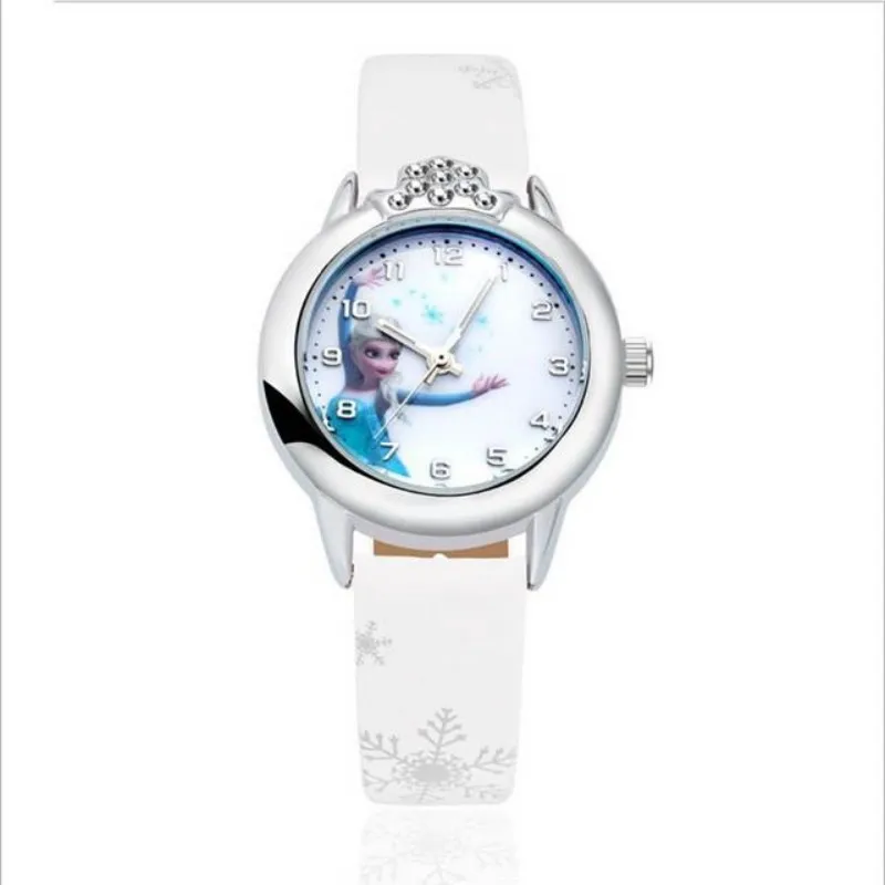Прямая ; коллекция года; красивые часы принцессы Эльзы и Анны с бриллиантами для детей; кожаные кварцевые часы для студентов; Relojes