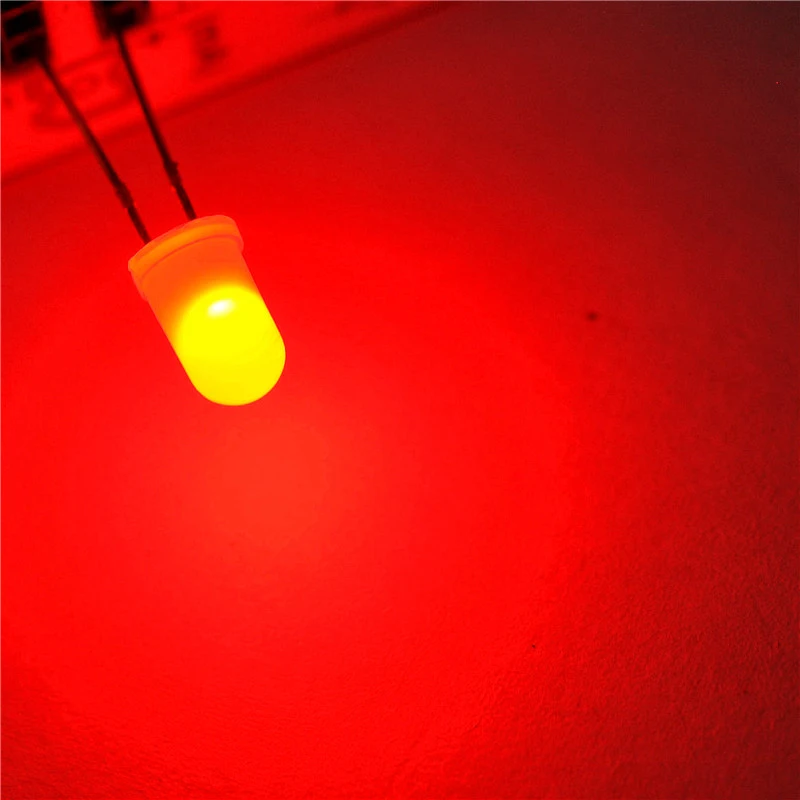 thumbnail interactive-video image 1 of 1000Pcs LED DIFFUSED F5 5MM RED COLOR RED LIGHT 1 of 11