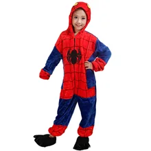 Детская Пижама-комбинезон с изображением Человека-паука из мультфильма; комбинезон для косплея пижамы для 3-10years дети фланель для мальчиков и девочек, одежда для сна, одежда для сна