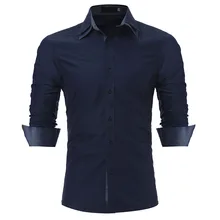 Горячая Демисезонный рубашка с двойным воротником базы бизнес-прикреплены тканевая Блузка мужская с длинным рукавом для отдыха вечернее платье рубашки