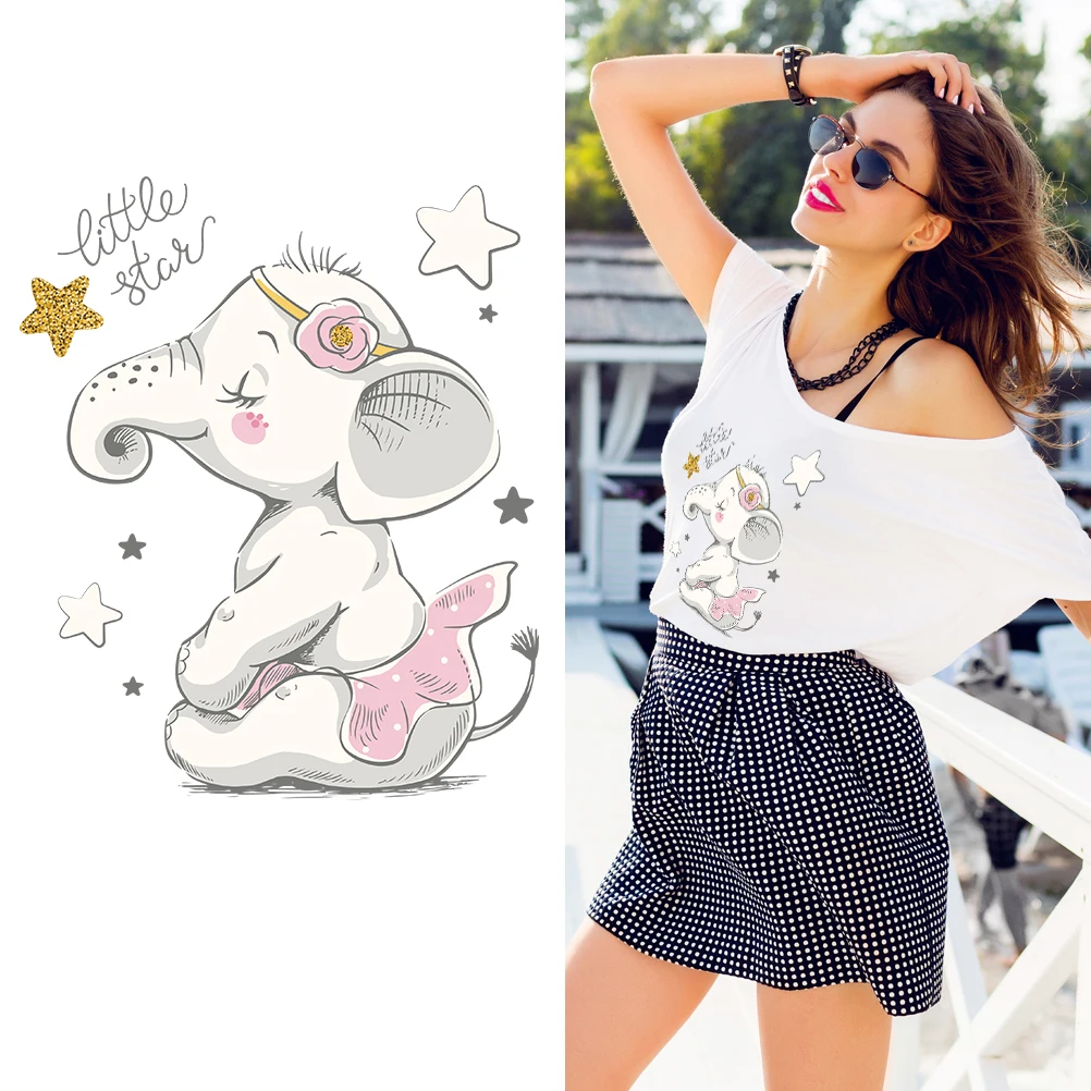 

Iron on Stickers Patches for Clothes Lovely Elephant Patch DIY Accessory A-level Washable Heat Transfer Iron Stickers Appliques