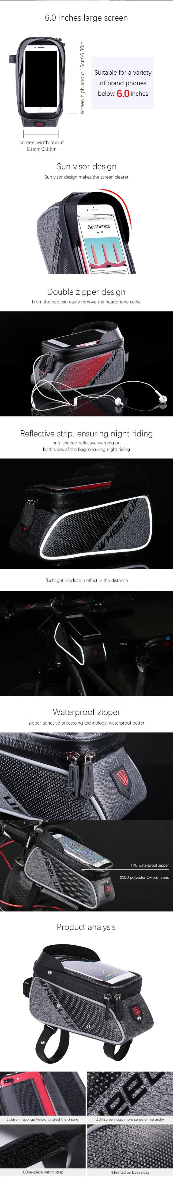 Titular do Telefone Sensível ao Toque Tubo da Bicicleta à Prova de Chuva Sac de Velo Dustproof Impermeável Bicicleta Carteira Polegada Tela Smartphone Gps Bolsa Tubo 6 3 High Quality Telefonia e Comunicação