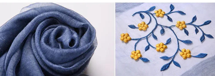 Новые длинные шелковые шарфы женские осенние и зимние шарфы шерстяные шали шелкопряда Шелковый embroidere шарф с цветами