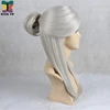 HAIR SW Long Straight Synthetic Hair Game Witcher Cosplay Wigs Silver Gray braid with bun wig For cosplayer ► Photo 2/5