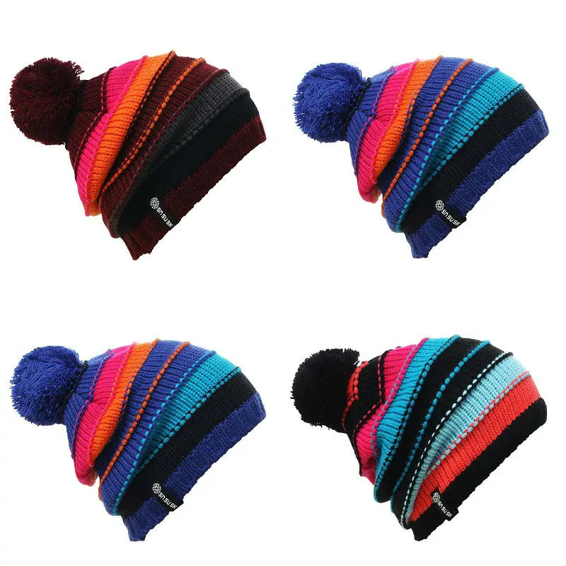 Unisex Men Women Skiing Hats Warm Winter Knitting Skating Skull Cap Hat Beanies Turtleneck Caps Ski Cap Snowboard