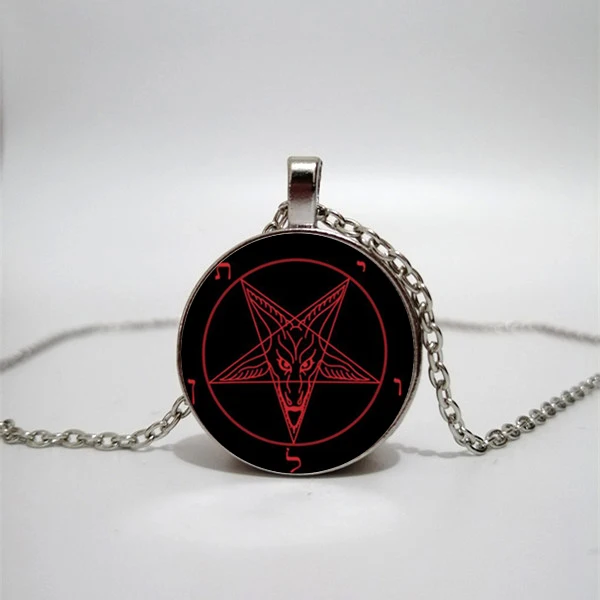 Details about   Pentagram Glass Pendant Handcrafted Necklace W Chains Black Red Blue US Seller 