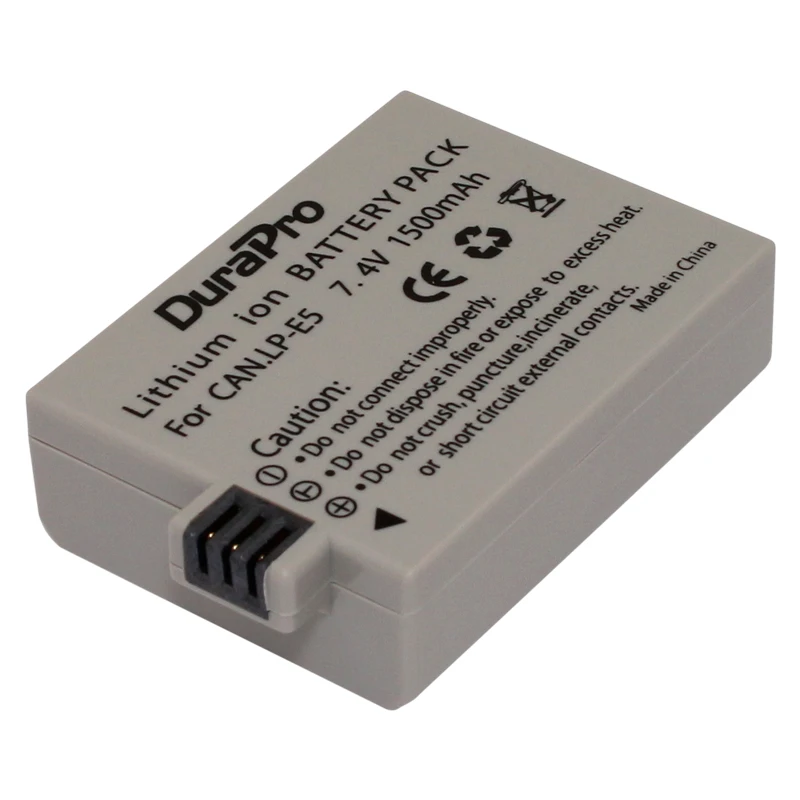 DuraPro 1Pcs 1500mAh 7.4V LP E5 LPE5 LP E5 Rechargeable Camera Battery