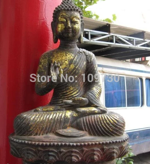 

002415 Tibet Folk Fane Old Bronze Copper Gild cassock Tathagata Sakyamuni Buddha Statue