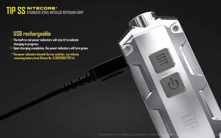 Nitecore TIP SS ключ из нержавеющей стали светильник USB Перезаряжаемый 360 люмен светодиодный водонепроницаемый флэш-светильник для портативного наружного путешествия