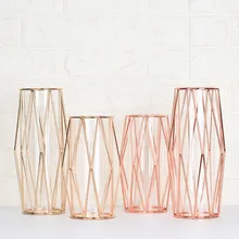 Современная мода шампанского золото гидропонный цветочный горшок ваза скандинавские железные розы золотистая ваза для учебы Прихожая Роон украшения дома свадьбы