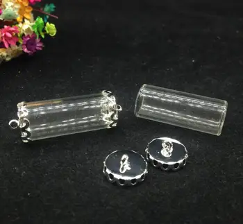 

20sets/lot 28*12mm double open tube glass globe findings set glass bottle glass vail pandent fashion jewelry glass dome necklace