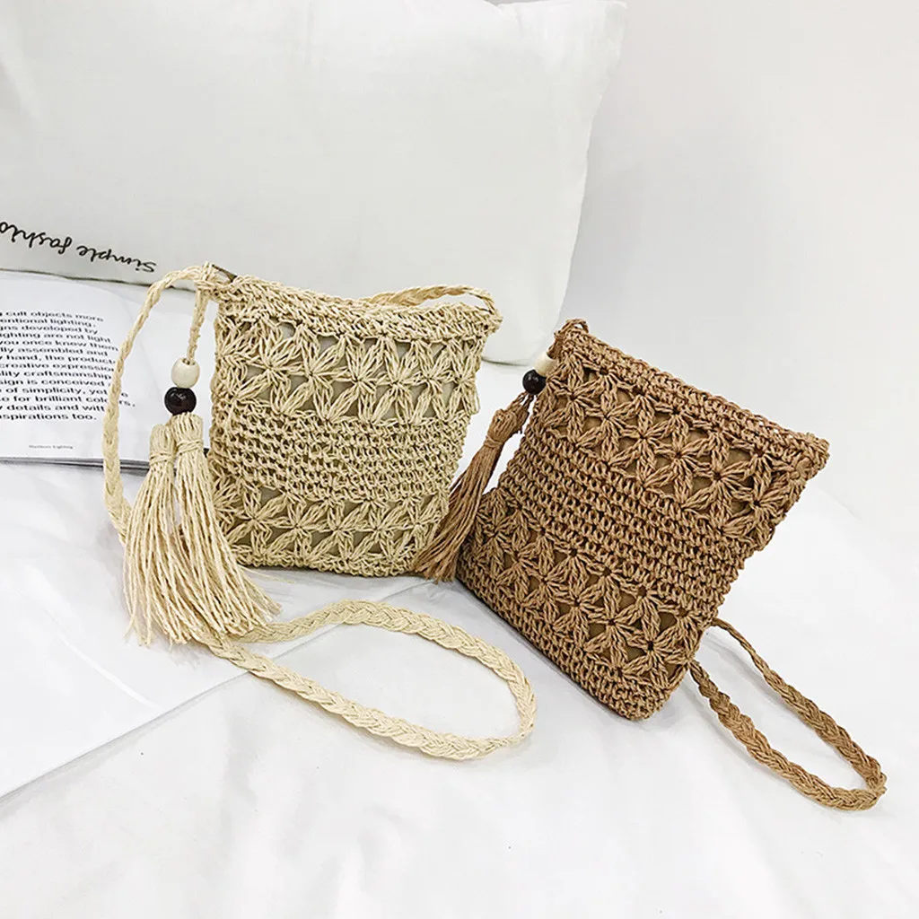 

Maison Fabre Woven Hollow Out Beach Bag Women Vintage Fringed Straw Clutch Handmade Day Clutches Knitting Weave Summer Bag Sac